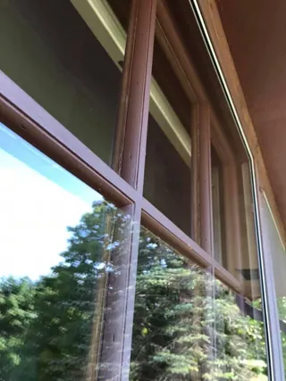 The same exterior residential window after cleaning with clearer glass and brighter reflection